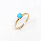 Antique Turquoise Ring - 10k Yellow Gold Cabochon Solitaire - Antique Edwardian Size 5.5 Blue Gem Birthstone Fine December Fine Jewelry