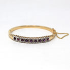 Genuine Ruby Bracelet - Estate 14k Yellow Gold Genuine Gemstone Bangle - Modern Estate Fine Two Tone Purple Red Bangle Jewelry