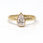 Pear Diamond Ring - 14k Yellow Gold Bezel Set .81 CT Teardrop Cut Gem - Vintage Estate Fine Solitaire Size 7 Fine GIA Report Jewelry