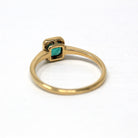 Genuine Emerald Ring - Estate 18k Yellow Gold Square Cut .42 ct Solitaire Green Stone - Modern Circa 2000's Size 6.5 May Birthstone Jewelry