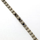 Art Deco Bracelet - Vintage 14k White Gold Created Sapphires - Circa 1930s Era Flexible Line Tennis Fashion Accessory Fine 7 Inch Jewelry