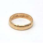 Dated 1915 Band - Edwardian 18k Yellow Gold Engraved "Ly to Mouyo 16.9.15" Ring - Antique Size 5 3/4 Unisex Style Wedding Fine Jewelry