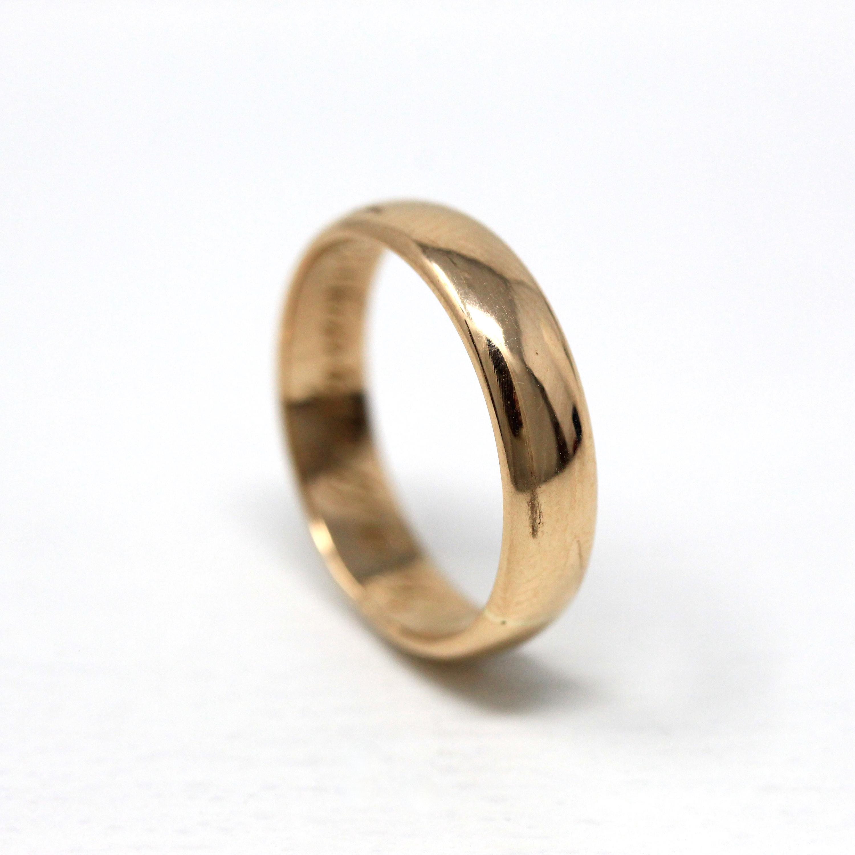 Dated 1915 Band - Edwardian 18k Yellow Gold Engraved "Ly to Mouyo 16.9.15" Ring - Antique Size 5 3/4 Unisex Style Wedding Fine Jewelry