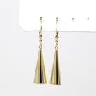 Estate Triangle Earrings - Modern 585 14k Yellow Gold New Old Stock Lever Backs - Circa 1990s Era Statement Dangle Drop Fine 90s Jewelry