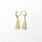 Estate Triangle Earrings - Modern 585 14k Yellow Gold New Old Stock Lever Backs - Circa 1990s Era Statement Dangle Drop Fine 90s Jewelry