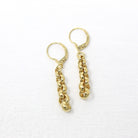 Chain Link Earrings - Modern 585 14k Yellow Gold Cable Circles Design Lever Back - Circa 1990s Era New Old Stock Fine Statement 90s Jewelry