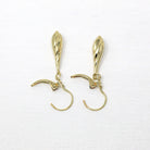 Dainty Estate Earrings - Modern 14k Yellow Gold Petite Dangle Drop Twisted Design Lever Back - Circa 1990's Era New Old Stock Fine Jewelry