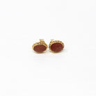 Vintage Goldstone Earrings - Retro Gold Filled Aventurine Glass Pierced Posts Twisted Halo - Circa 1960s Glittery Copper Brown Studs Jewelry