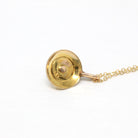 Antique Moss Agate Necklace - Edwardian 14k Yellow Gold Stick Pin Conversion Pendant - Circa 1910s Genuine Round Cabochon Gem Fine Jewelry