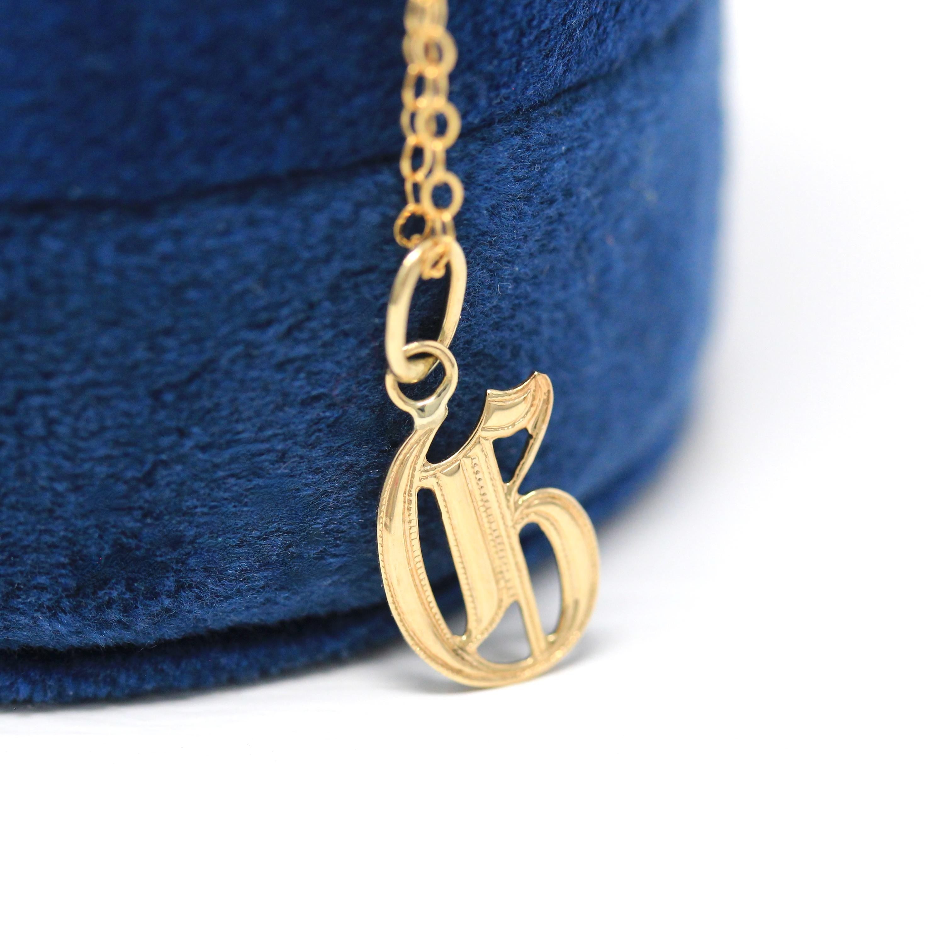 Letter "G" Charm - Art Deco 10k & 14k Yellow Gold Initial Old English Pendant Necklace - Vintage Circa 1930s Era Personalized Fine Jewelry