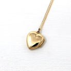 Vintage Heart Locket - Retro 9ct Yellow Gold Keepsake Pendant Necklace - Circa 1960s Era Engraved Designs Photograph Fine English Jewelry