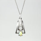 Opal & Diamond Necklace - Estate 14k White Gold Oval Cabochon Cut Genuine Gemstones Pendant - Modern Circa 2000's October Birthstone Jewelry