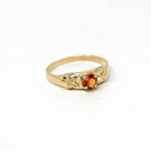 Simulated Citrine Ring - Retro 10k Yellow Gold Orange Round Glass Stone - Circa 1940s Era Size 3 3/4 Children's Baby November Fine Jewelry