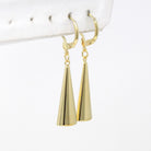 Estate Triangle Earrings - Modern 585 14k Yellow Gold New Old Stock Lever Backs - Circa 1990s Era Statement Dangle Drop Fine 90s Jewelry