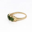 Nephrite Jade Band - Retro 10k Yellow Gold Genuine Green Gemstone Ring - Vintage Circa 1970s Era Size 6 1/4 StatementThree Gem 70s Jewelry