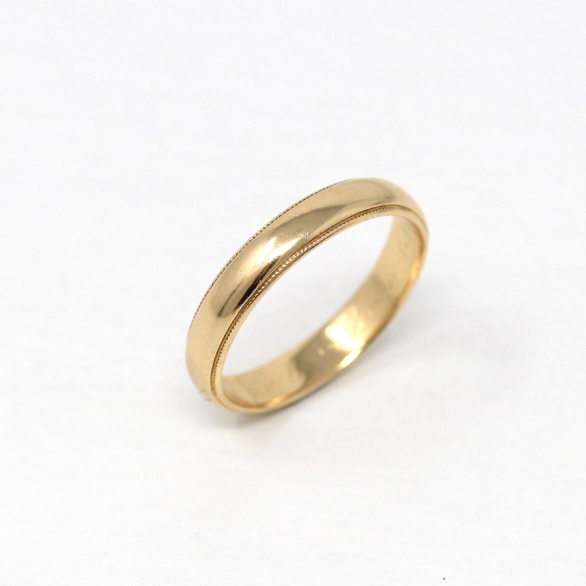 Dated 1982 Band - Modern 14k Yellow Gold Engraved "All My Love" Ring - Estate 1980s Era Size 8 Wedding Unisex Stacking Milgrain Fine Jewelry