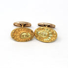 Antique Figural Cufflinks - Edwardian Gold Washed Cameo Woman Portrait - Early 1900s Men's Fashion Accessory Unique Spiderweb Halo Jewelry