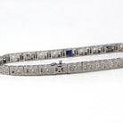 Art Deco Bracelet - Vintage Platinum & 14k White Gold Created Sapphire Diamonds - Circa 1930s Era Line Tennis Fashion Accessory Fine Jewelry