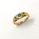 Antique Gem Band - Victorian 18k Yellow Gold Genuine Emerald & Diamond Ring - Vintage English Hallmarked 1918 Size 6 Fine Jewelry