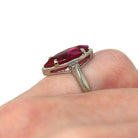 Created Ruby Ring - Vintage 10k White Gold Pink Marquise 2.40 CT Synthetic Ruby - Retro 1960s Size 5 July Birthstone Solitaire Fine Jewelry