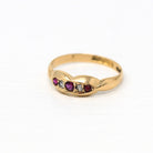 Ruby & Diamond Band - Victorian 18k Rose Gold Genuine Gemstones Ring - Hallmarked 1895 Birmingham England Size 7 1/2 Statement Fine Jewelry