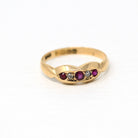 Ruby & Diamond Band - Victorian 18k Rose Gold Genuine Gemstones Ring - Hallmarked 1895 Birmingham England Size 7 1/2 Statement Fine Jewelry