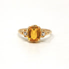 Simulated Citrine Ring - Retro 10k Yellow Gold Emerald Cut Yellow Glass Stone - Vintage Circa 1960s Era Size 7 New Old Stock BDA 60s Jewelry