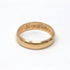 Dated 1915 Band - Edwardian 18k Yellow Gold Engraved "Ly to Mouyo 16.9.15" Ring - Antique Size 5 3/4 Unisex Style Wedding Fine Jewelry