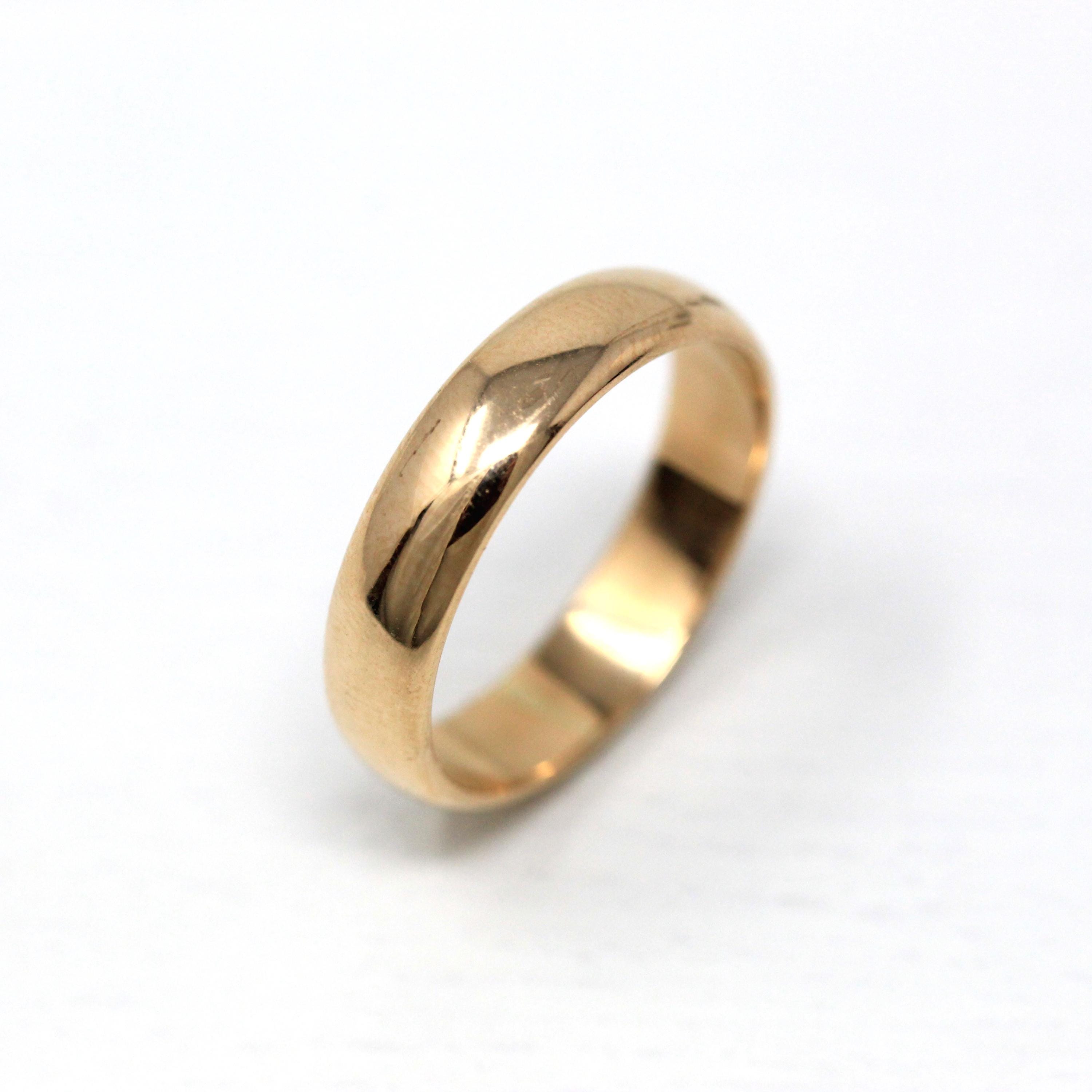 Dated 1915 Band - Edwardian 18k Yellow Gold Engraved "Ly to Mouyo 16.9.15" Ring - Antique Size 5 3/4 Unisex Style Wedding Fine Jewelry