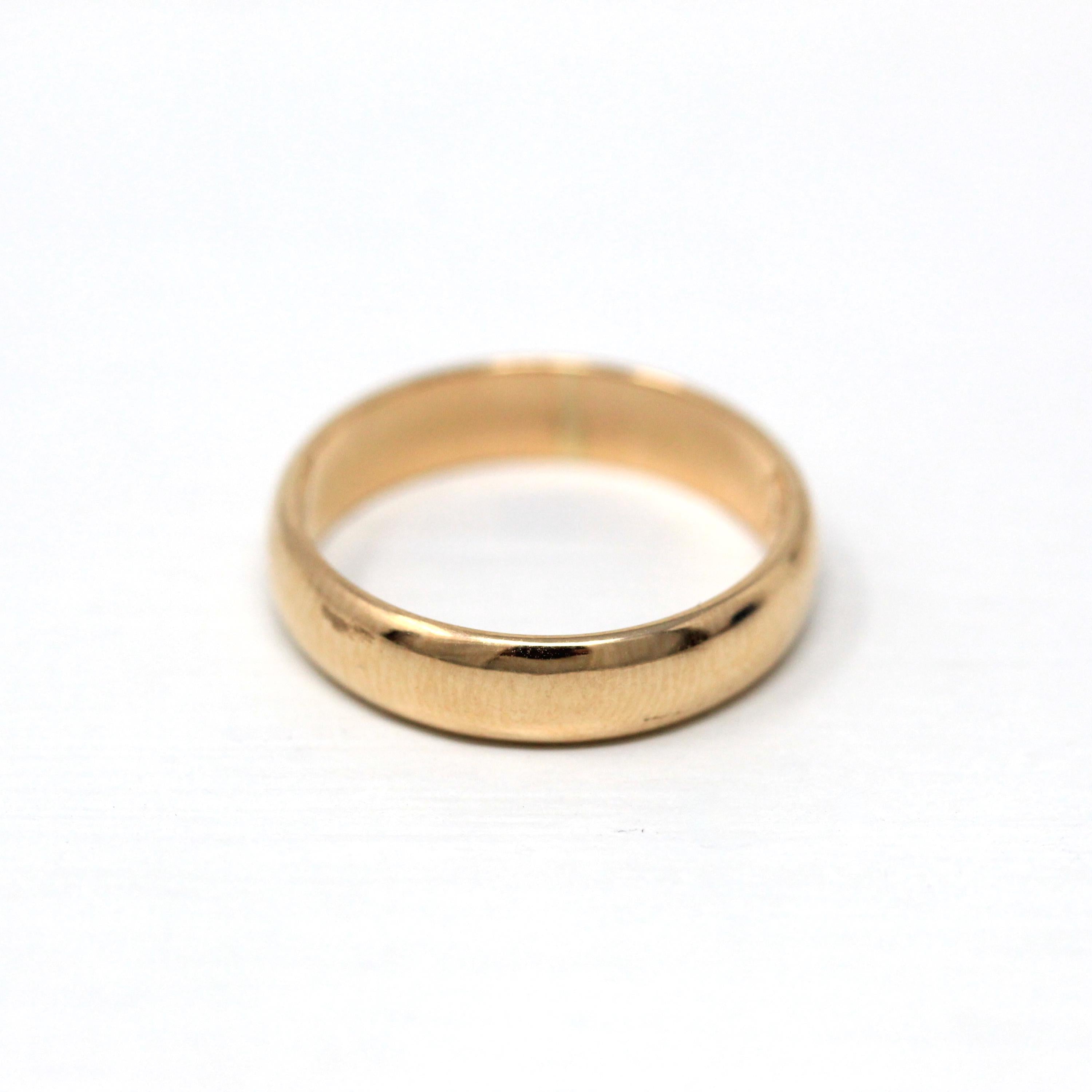 Dated 1915 Band - Edwardian 18k Yellow Gold Engraved "Ly to Mouyo 16.9.15" Ring - Antique Size 5 3/4 Unisex Style Wedding Fine Jewelry