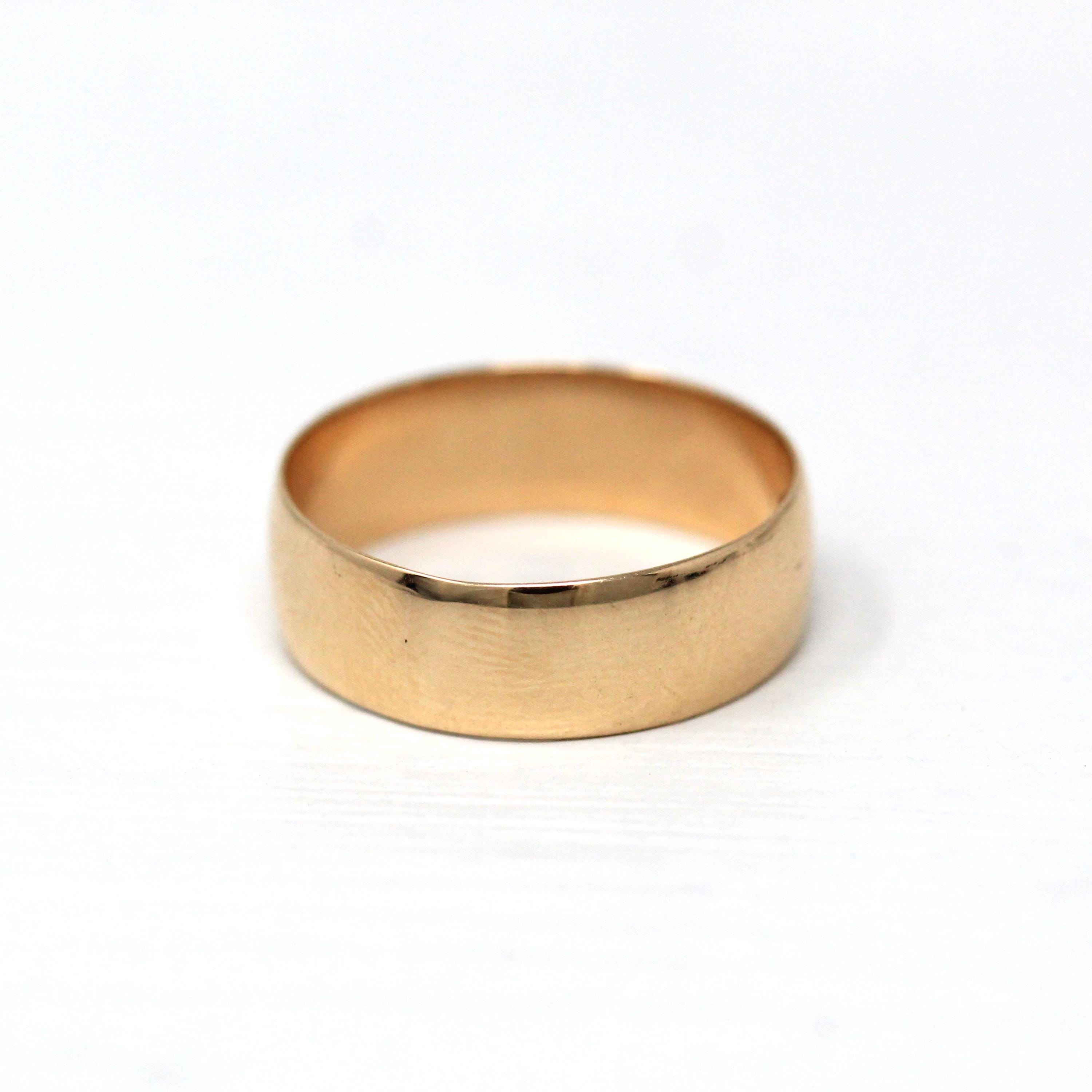 Antique Cigar Band - Edwardian 14k Yellow Gold Engraved "A.B.J." Ring - Antique Circa 1900s Era Size 4 1/2 Wedding Statement Fine Jewelry