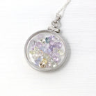 Gemstone Shaker Locket - Handcrafted Sterling Silver Lucite Pendant Necklace Charm - Genuine 4.5 CTW Pastel Round Faceted Sapphires Jewelry