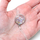 Gemstone Shaker Locket - Handcrafted Sterling Silver Lucite Pendant Necklace Charm - Genuine 4.5 CTW Pastel Round Faceted Sapphires Jewelry