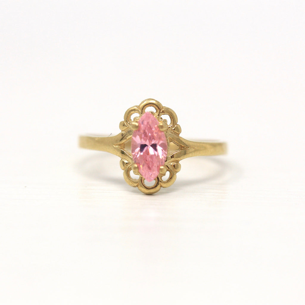 Pink Cubic Zirconia Ring | 10kt Yellow Gold