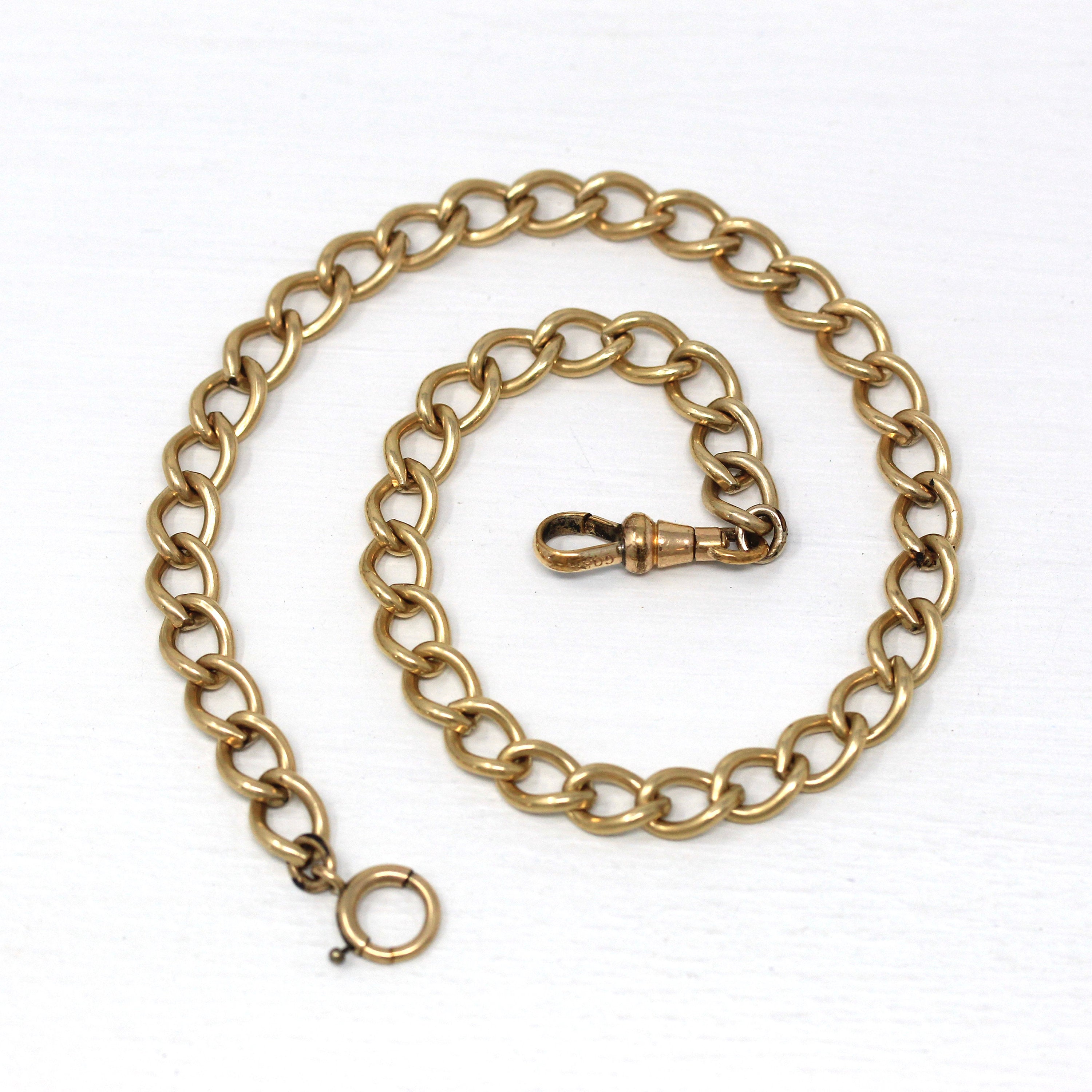 Victorian Gold Filled Curb Link Watch Chain Necklace