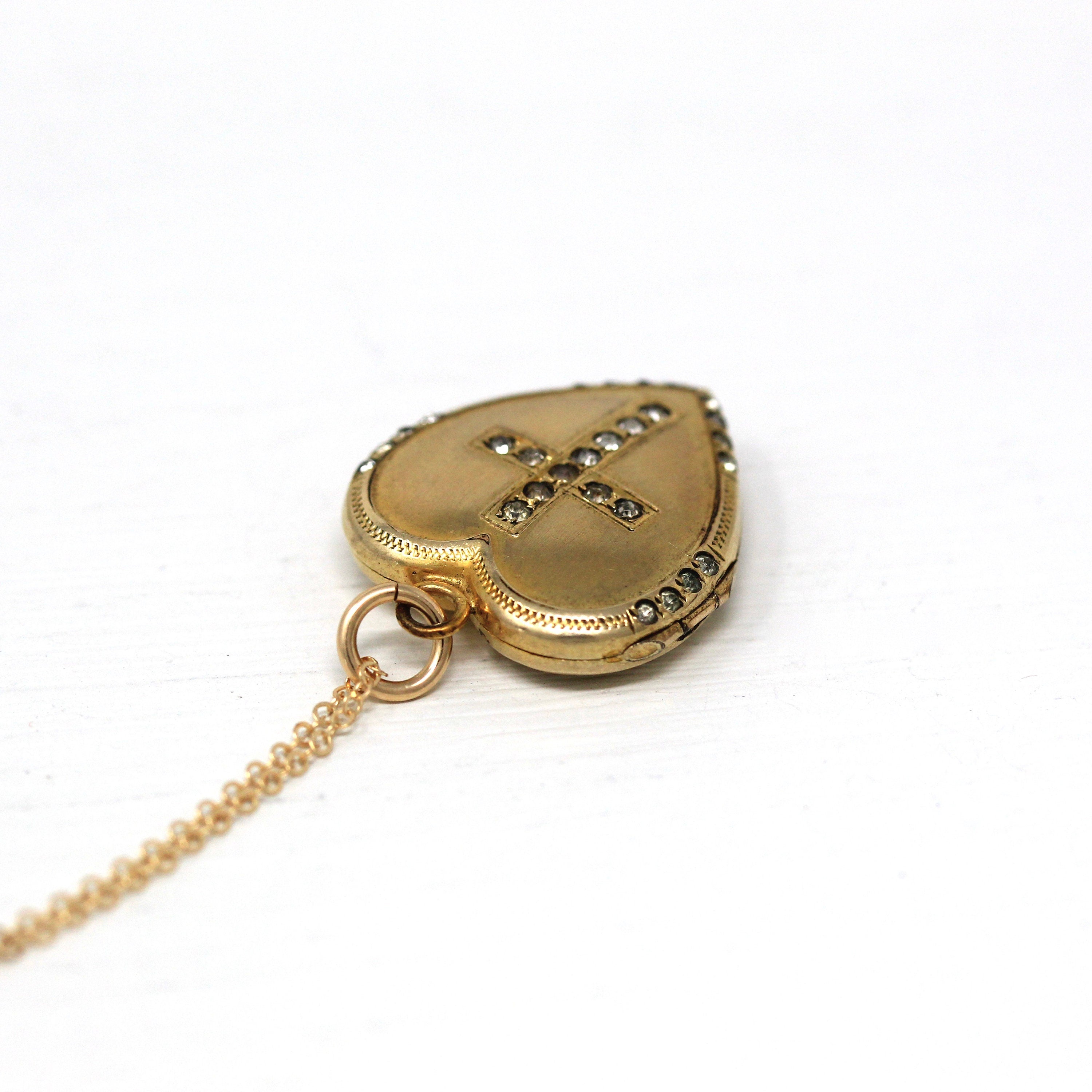 Gold Filled Victorian Revival Chain Bracelet with Heart Locket
