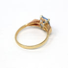 Created Spinel Ring - Retro Era 14k Yellow Gold Emerald Cut Faceted Blue 2.25 CT Stone - Circa 1940s Size 7.5 Solitaire Style Fine Jewelry