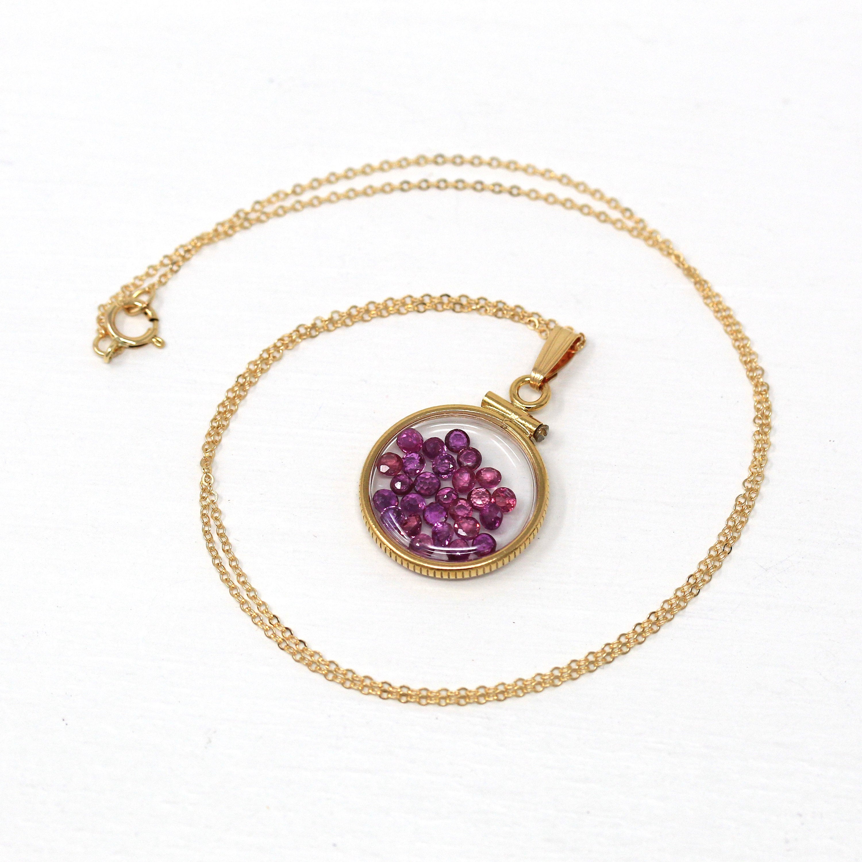 Ruby Shaker Locket - Handcrafted 14k Gold Filled Brand New Pendant Necklace - Genuine 2.5 CTW Reddish Pink Gemstones July Birthstone Jewelry