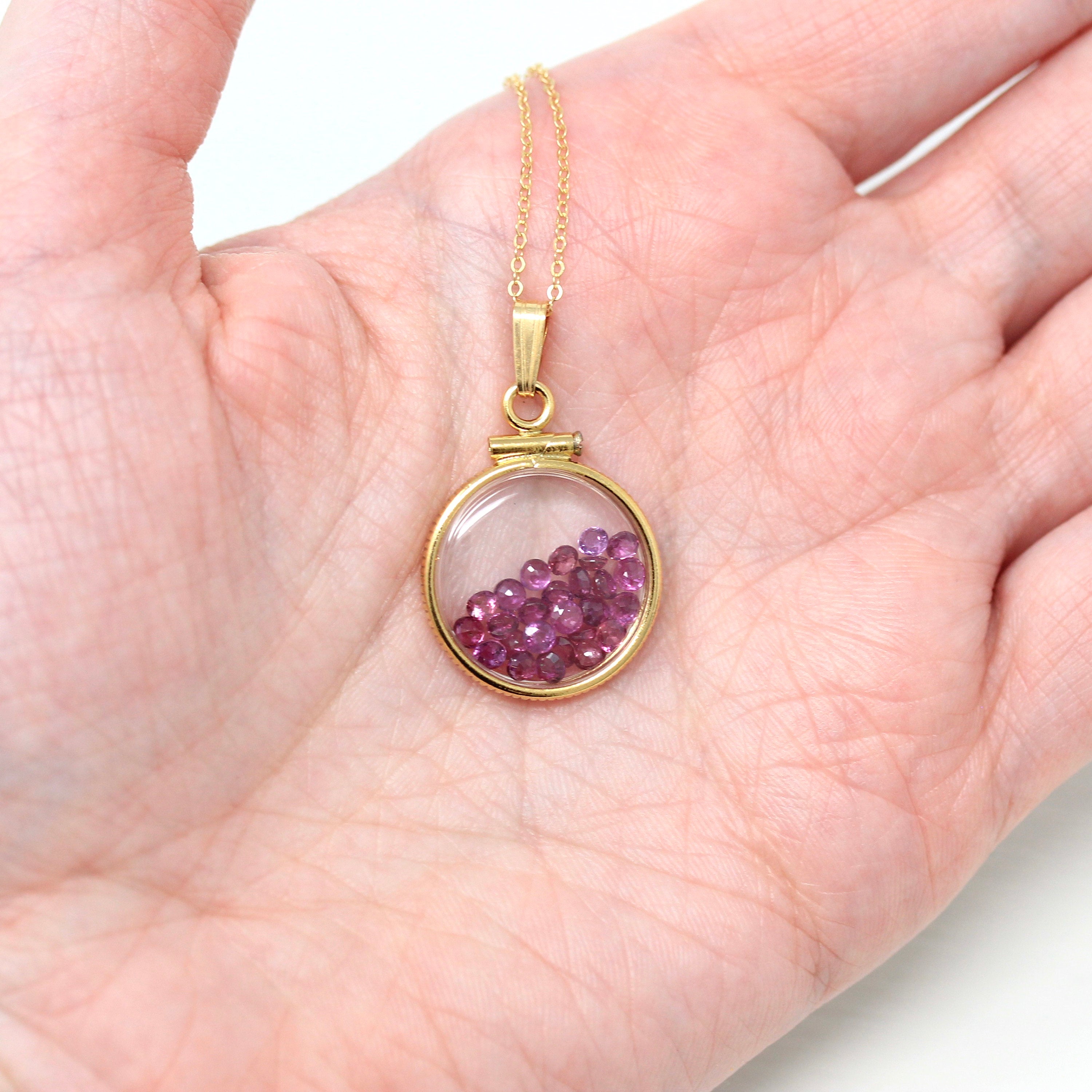 Ruby Shaker Locket - Handcrafted 14k Gold Filled Brand New Pendant Necklace - Genuine 2.5 CTW Reddish Pink Gemstones July Birthstone Jewelry